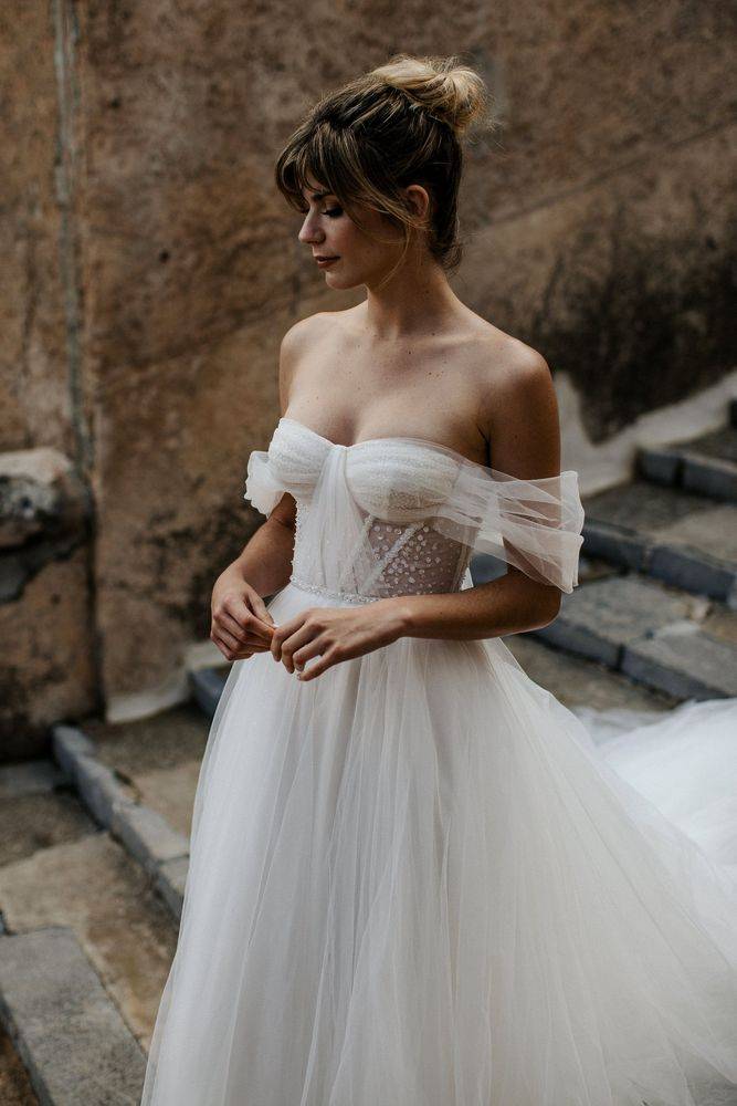 Notre zone d'activité pour ce service Acheter une robe de mariée princesse tulle paillettes du créateur Milla Nova dans une boutique près d'Ajaccio en Corse