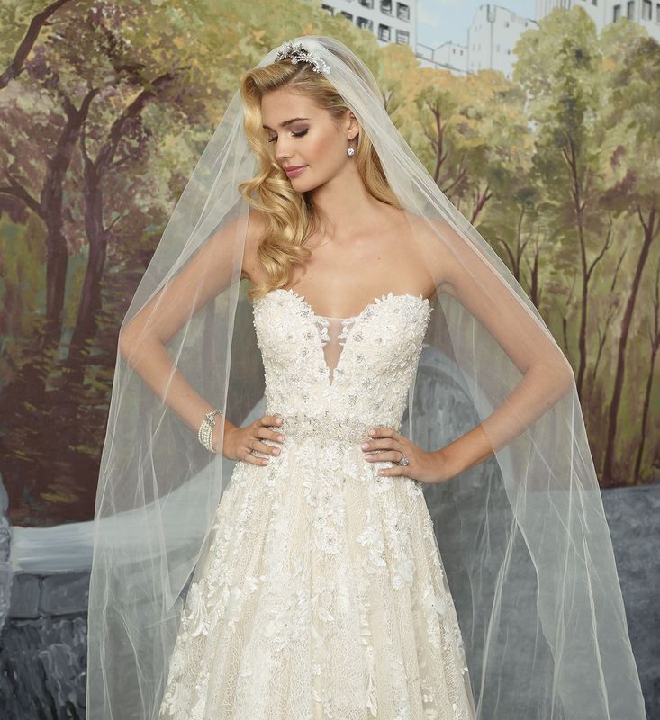 ROBE DE MARIEE 8921 JUSTIN ALEXANDER TRAPEZE DENTELLE MARSEILLE  soniab