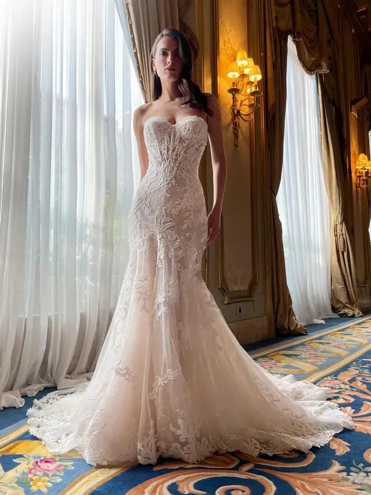 robe de mariée sirène en tulle et dentelle blyze pronovias 