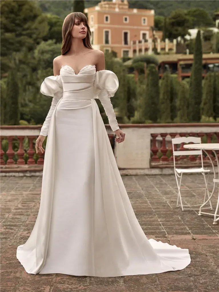 robe de mariée sirène bustier coeur corsage drapé mikado acacius nicole milano marseille