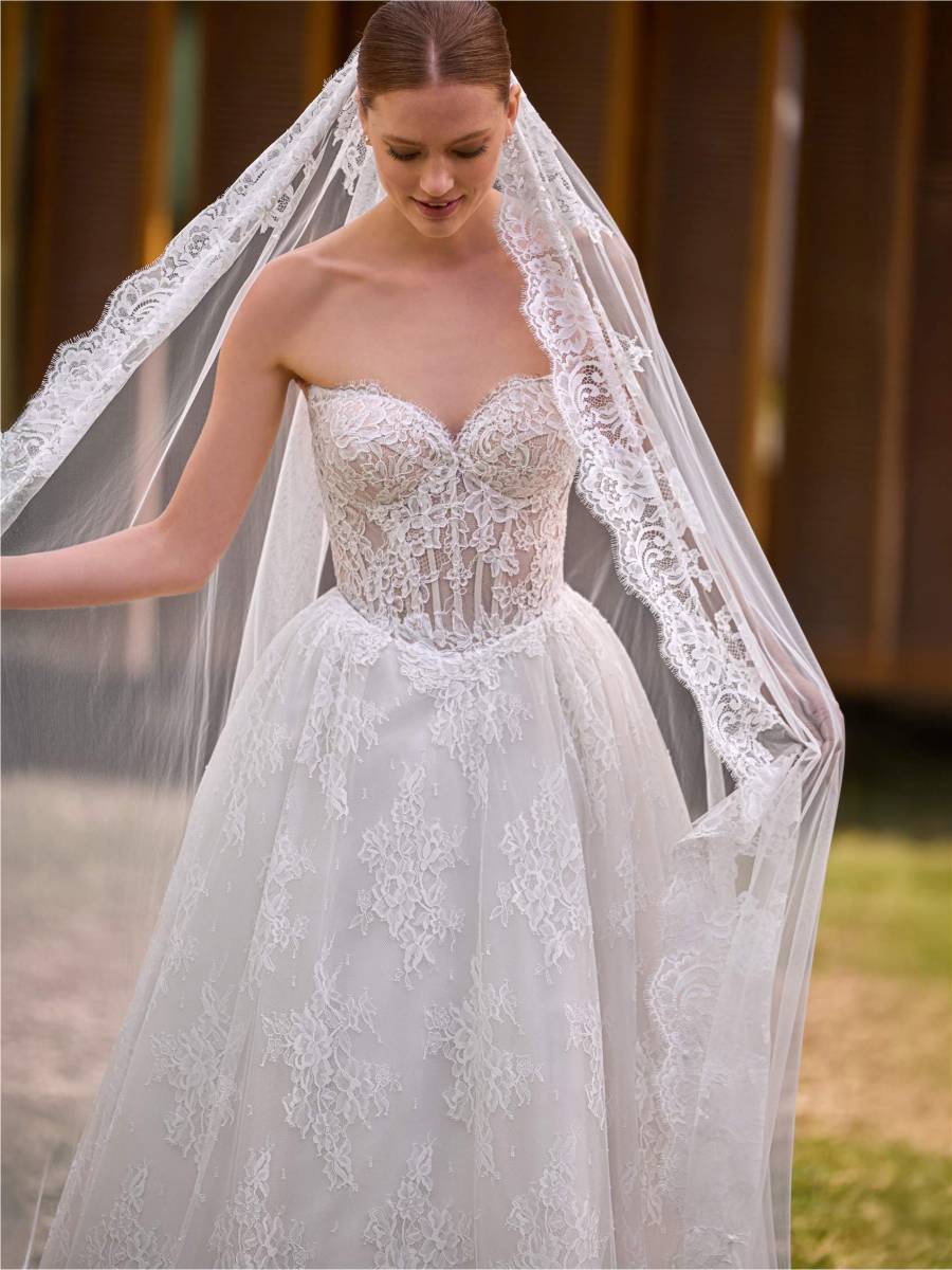robe de mariée trapèze bustier coeur dentelle betje pronovias marseille