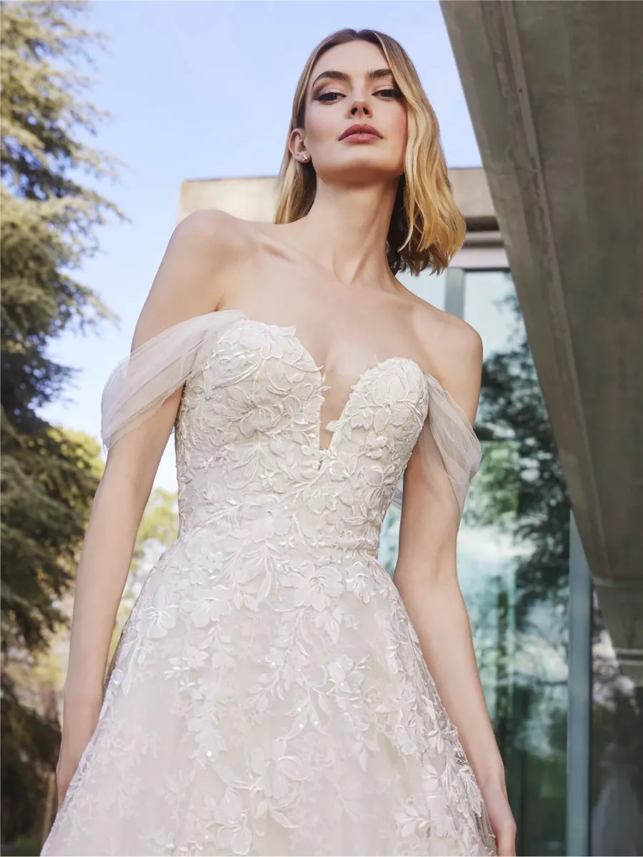 Robe de mariée princesse décolleté en cœur en dentelle leily pronovias marseille