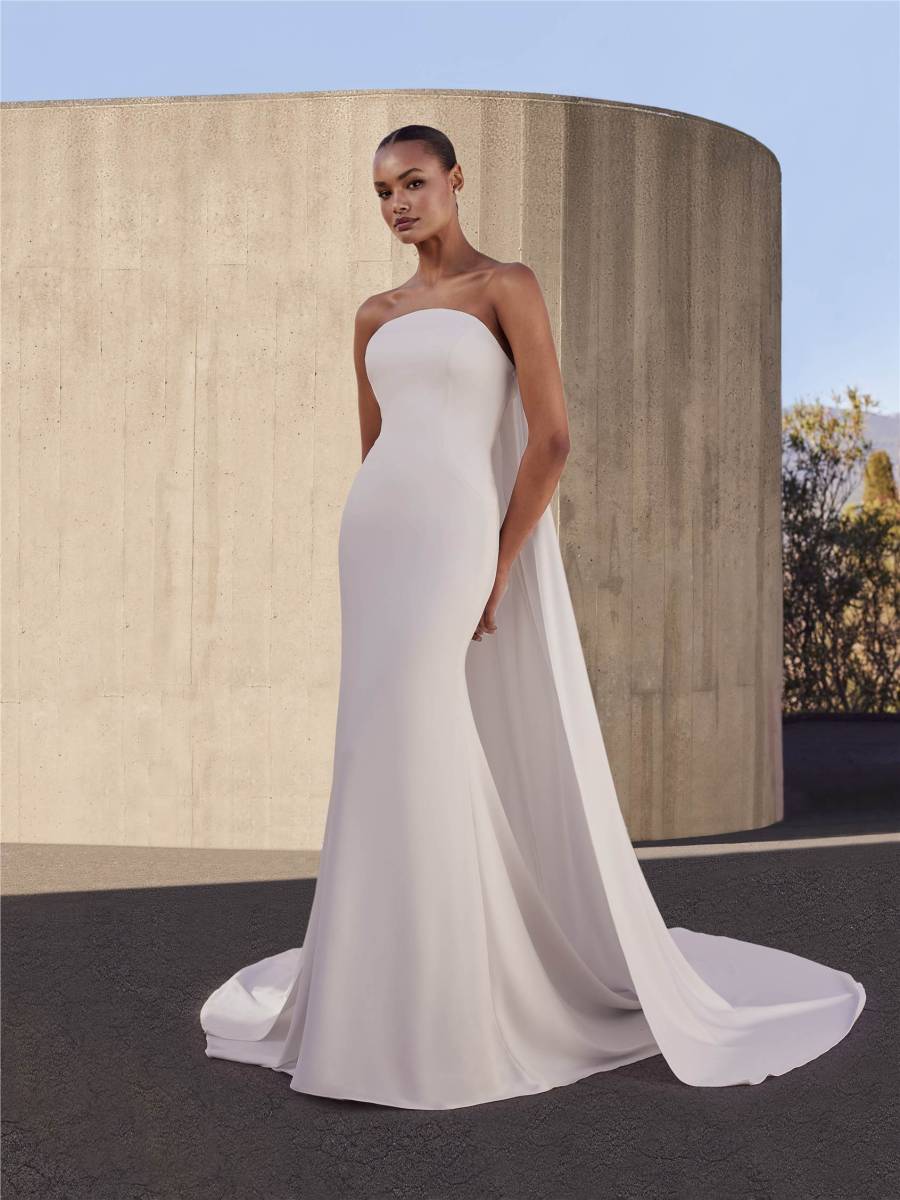 Robe de mariée sirène bustier sans manches crêpe marjoram pronovias marseille