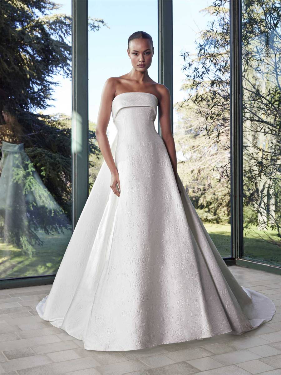 robe de mariée trapèze bustier sans manches mikado skies pronovias marseille